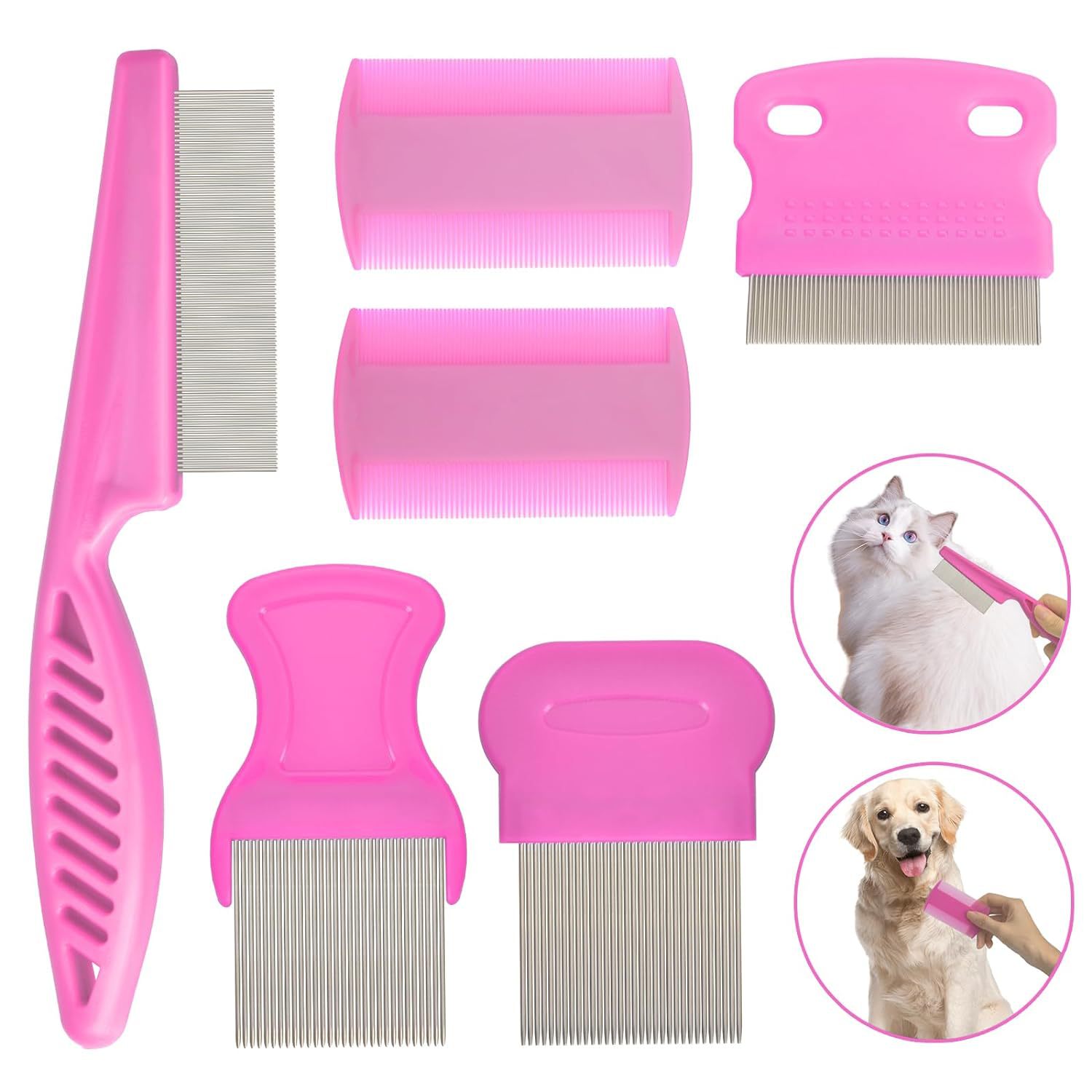 HKM-0274493 Stainless Steel Pet Flea Comb Set - 4-Piece for Comprehensive Grooming