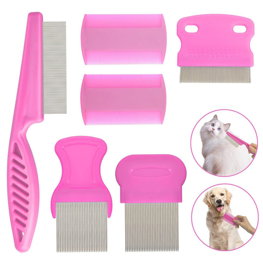 HKM-0274493 Stainless Steel Pet Flea Comb Set - 4-Piece for Comprehensive Grooming