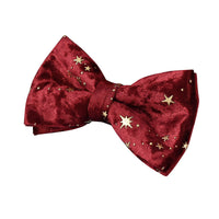 HKM-0274877 Burgundy Star Flannel Dog Collar, Leash, and Bow Tie Set