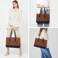 HKM-027667 Large Capacity PU Leather Laptop Tote Bag with USB Port for Business and Office Use