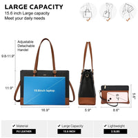 HKM-027667 Large Capacity PU Leather Laptop Tote Bag with USB Port for Business and Office Use