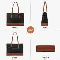 HKM-027667 Large Capacity PU Leather Laptop Tote Bag with USB Port for Business and Office Use