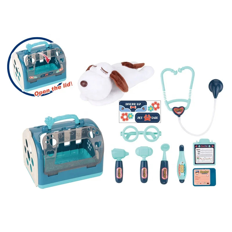HKM-027795 Pet Plush Dog Care Tool House Set - Soft Stuffed Toy for Kids Aged 2 to 7 Years