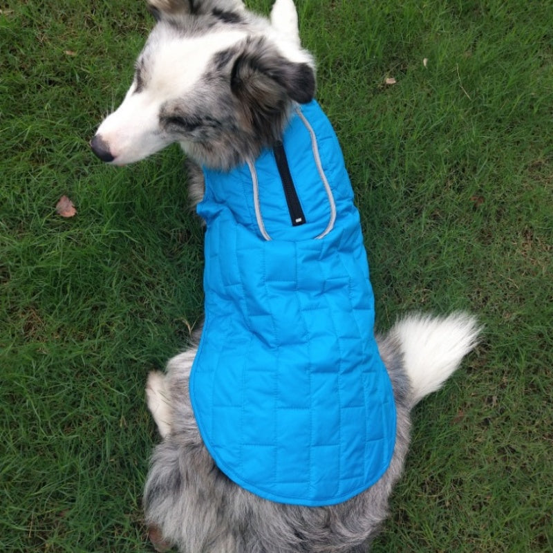HKM-0278333 Double Color Checker Jacket for Pets - Autumn and Winter Apparel in Red, Blue, and Purple, Sizes S-XXL