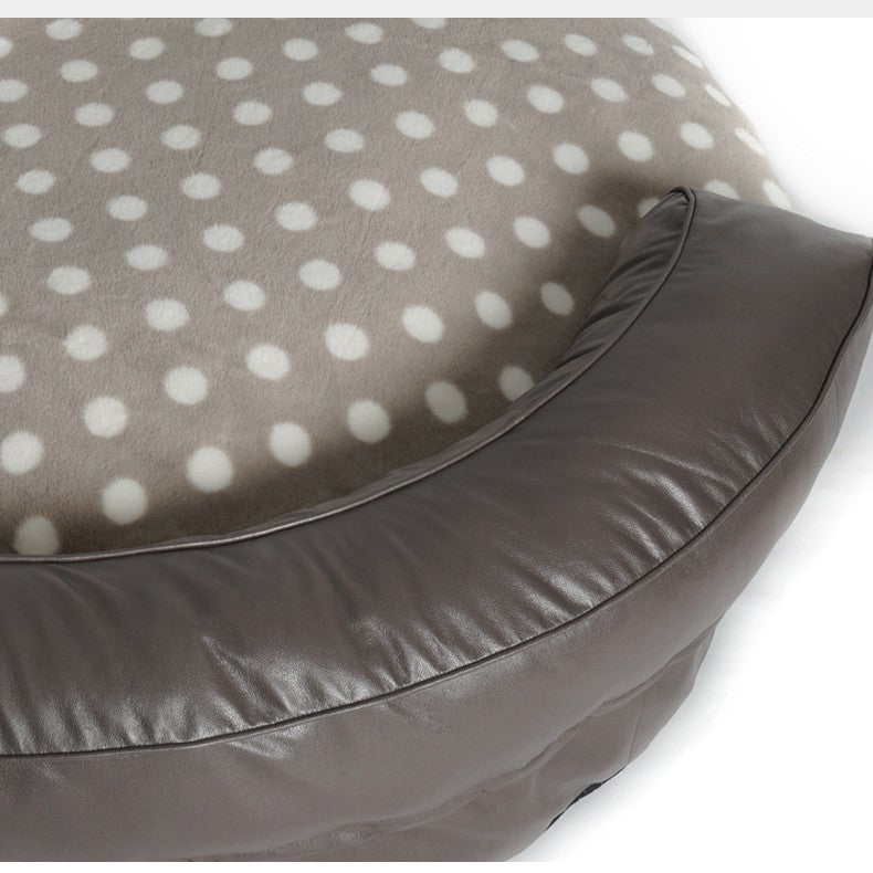 HKM-0278717 Large Dog Bed in Dot Style - Khaki & Dark Gray, 124 x 30CM, Comfortable Cloth Pet Nest