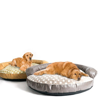 HKM-0278717 Large Dog Bed in Dot Style - Khaki & Dark Gray, 124 x 30CM, Comfortable Cloth Pet Nest