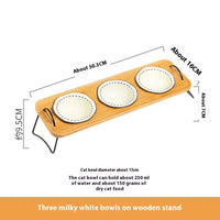 HKM-0278845 Multi-functional Ceramic Cat Bowl with Wooden Rack ¨C Anti-tumble and Easy to Clean