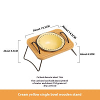 HKM-0278845 Multi-functional Ceramic Cat Bowl with Wooden Rack ¨C Anti-tumble and Easy to Clean