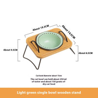 HKM-0278845 Multi-functional Ceramic Cat Bowl with Wooden Rack ¨C Anti-tumble and Easy to Clean