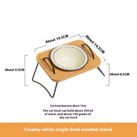 HKM-0278845 Multi-functional Ceramic Cat Bowl with Wooden Rack ¨C Anti-tumble and Easy to Clean