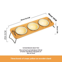 HKM-0278845 Multi-functional Ceramic Cat Bowl with Wooden Rack ¨C Anti-tumble and Easy to Clean