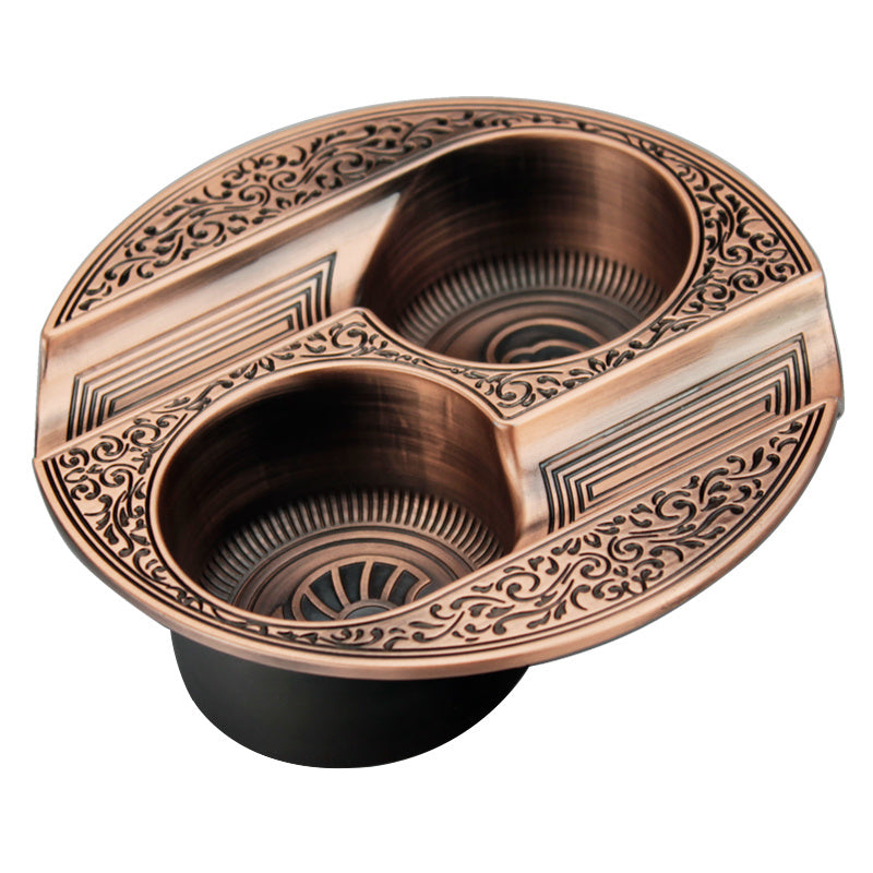 HKM-028179 Retro Metal Cigar Ashtray with Double Slots - Easy to Clean and Durable