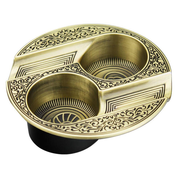 HKM-028179 Retro Metal Cigar Ashtray with Double Slots - Easy to Clean and Durable