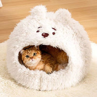 HKM-0281917 Semi-Enclosed Cat Tent for Winter - Warm Yurt Style Nest for Cats