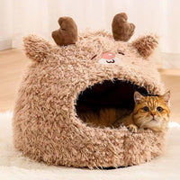 HKM-0281917 Semi-Enclosed Cat Tent for Winter - Warm Yurt Style Nest for Cats