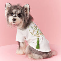 HKM-0283197 Neo-Chinese Style Cotton Dog Clothing for Schnauzers, Maltese, and Bichons - Available in White and Multiple Sizes