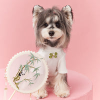 HKM-0283197 Neo-Chinese Style Cotton Dog Clothing for Schnauzers, Maltese, and Bichons - Available in White and Multiple Sizes