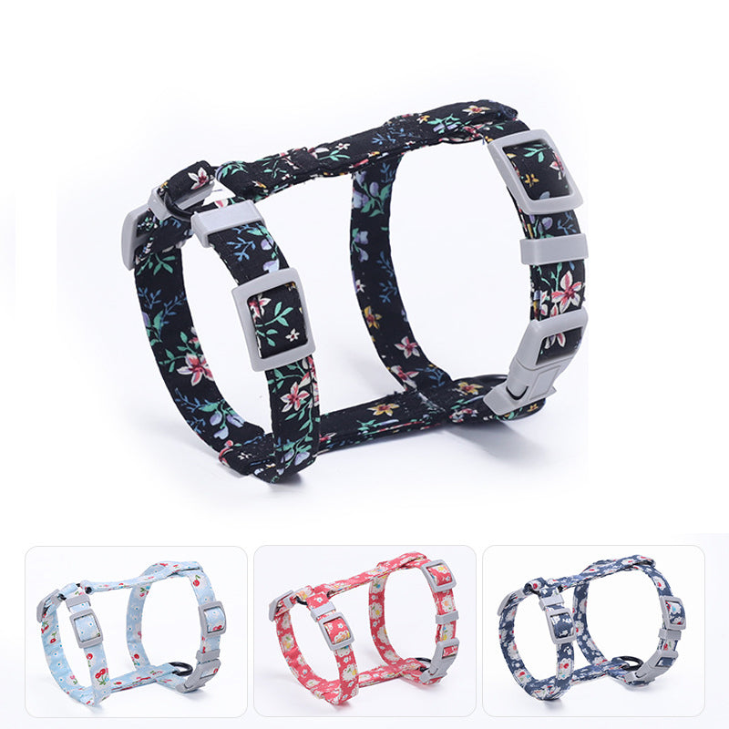 HKM-0283709 Cat I-Shaped Chest Harness for Comfortable Walking - Cotton & Metal Accessories, Sizes S/M