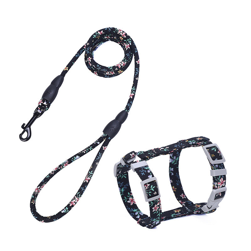 HKM-0283709 Cat I-Shaped Chest Harness for Comfortable Walking - Cotton & Metal Accessories, Sizes S/M
