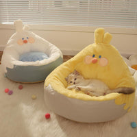 HKM-0284477 Cozy Semi-closed Cat Nest for All Seasons, 50x50x30cm, Soft Polyester and PP Cotton