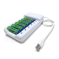 HKM-028627 USB-Powered 8-Slot Ni-MH Rechargeable Battery Charger for No. 5 & No. 7 Batteries