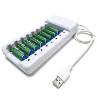 HKM-028627 USB-Powered 8-Slot Ni-MH Rechargeable Battery Charger for No. 5 & No. 7 Batteries