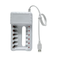 HKM-028627 USB-Powered 8-Slot Ni-MH Rechargeable Battery Charger for No. 5 & No. 7 Batteries