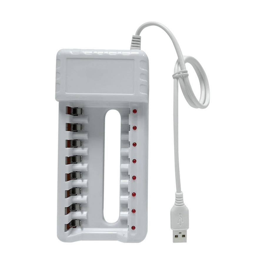 HKM-028627 USB-Powered 8-Slot Ni-MH Rechargeable Battery Charger for No. 5 & No. 7 Batteries