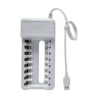 HKM-028627 USB-Powered 8-Slot Ni-MH Rechargeable Battery Charger for No. 5 & No. 7 Batteries