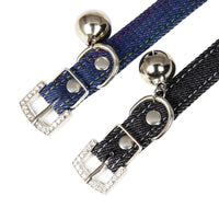 HKM-0286397 Adjustable Denim Cat Collar with Bell - Available in Blue and Black