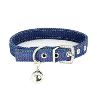 HKM-0286397 Adjustable Denim Cat Collar with Bell - Available in Blue and Black