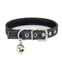 HKM-0286397 Adjustable Denim Cat Collar with Bell - Available in Blue and Black