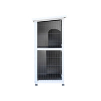 HKM-0288061 Spacious 2-Story Rabbit Hutch with Removable No-Leak Trays and Non-Slip Ramp for Small Animals