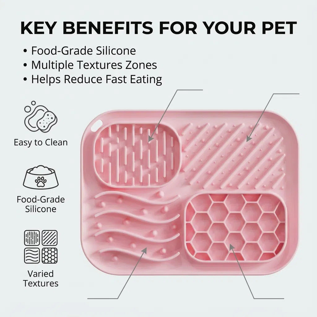 HKM-0288189 Square Silicone Slow Feeder Bowl with Suction Cup for Dogs - Four Colors Available