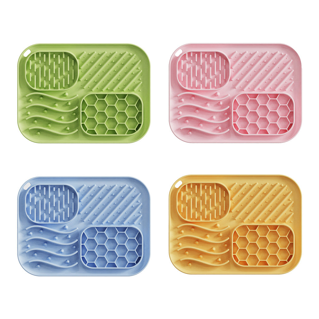 HKM-0288189 Square Silicone Slow Feeder Bowl with Suction Cup for Dogs - Four Colors Available