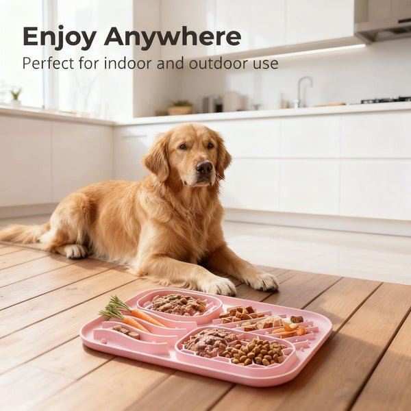 HKM-0288189 Square Silicone Slow Feeder Bowl with Suction Cup for Dogs - Four Colors Available