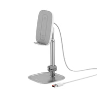 HKM-028819 Adjustable Wireless Charger and Desktop Stand for Phones and Tablets - Silver/Rose Gold