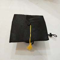 HKM-0288573 Pet Graduation Cap with Yellow Tassel for Dogs - Adjustable Fabric Design, One Size Fits All