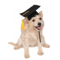 HKM-0288573 Pet Graduation Cap with Yellow Tassel for Dogs - Adjustable Fabric Design, One Size Fits All