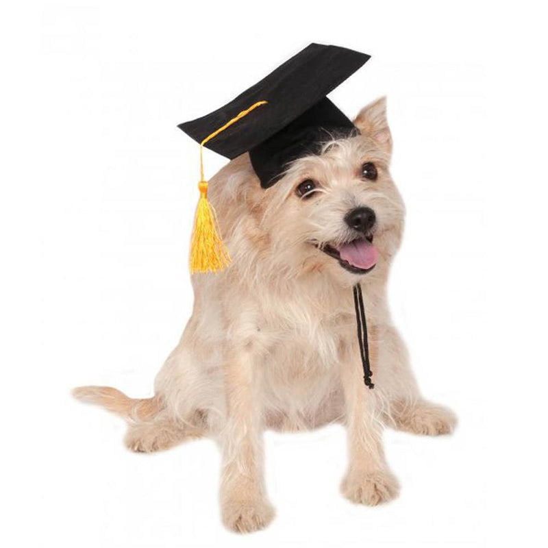 HKM-0288573 Pet Graduation Cap with Yellow Tassel for Dogs - Adjustable Fabric Design, One Size Fits All
