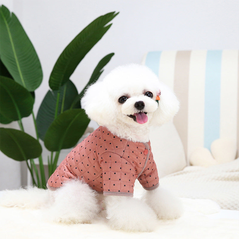 HKM-0288829 Cotton Two-Leg Dog Vest Coat with Polar Fleece Lining for Cold Weather