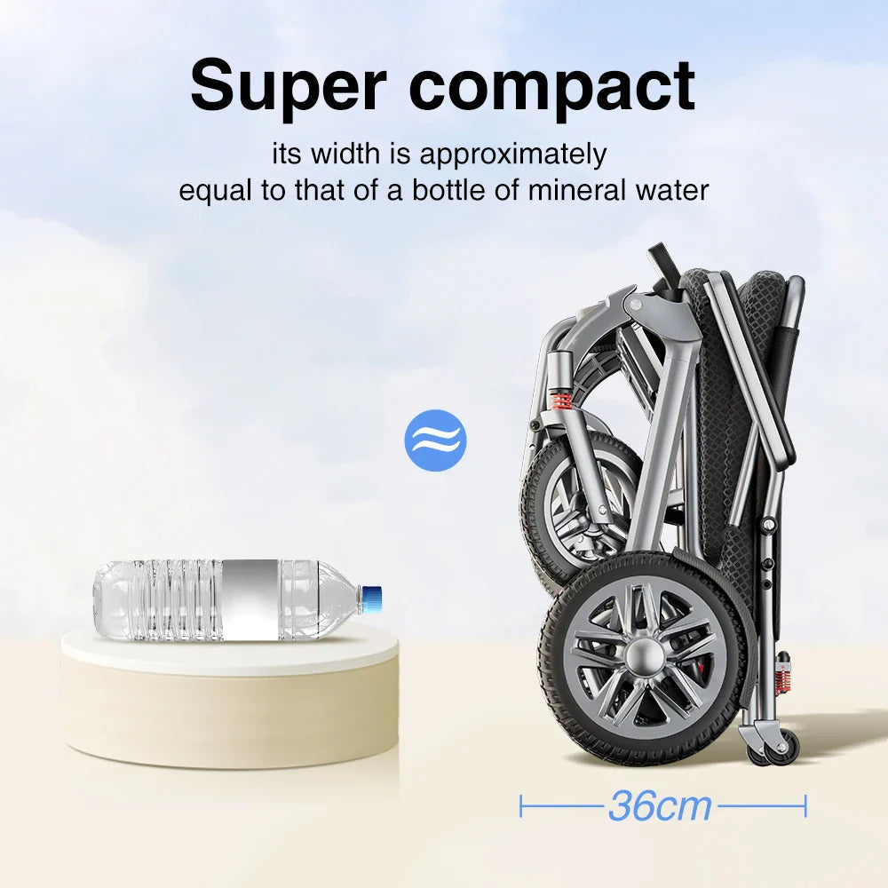 HKM-029139 Electric Folding Wheelchair with 200W Brushless Motors and Remote Control, Aluminium Alloy Frame, 100kg Capacity, 12Ah Battery