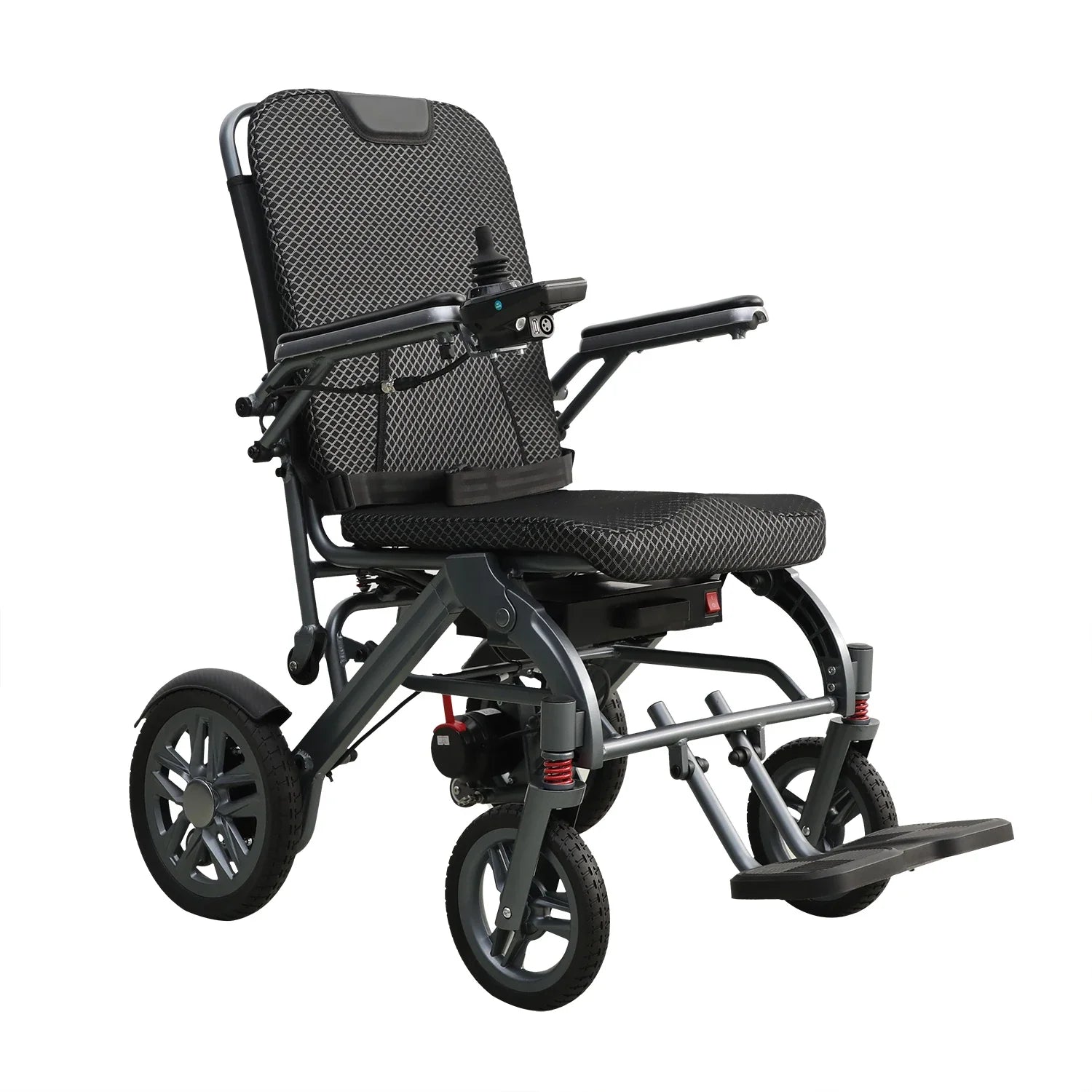 HKM-029139 Electric Folding Wheelchair with 200W Brushless Motors and Remote Control, Aluminium Alloy Frame, 100kg Capacity, 12Ah Battery