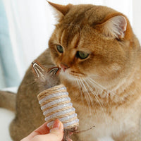HKM-0291773 Durable Cat Toy with Feather and Hemp Rope for Scratching and Claw Grinding
