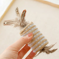 HKM-0291773 Durable Cat Toy with Feather and Hemp Rope for Scratching and Claw Grinding