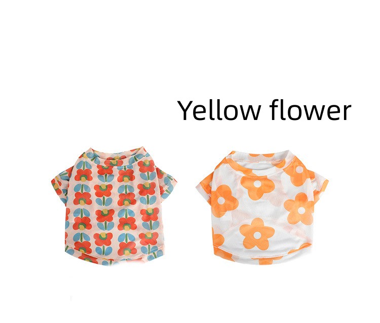 HKM-0292541 Summer Mesh Pet Clothing for Sun Protection in Floral Designs