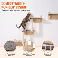 HKM-0293437 Wall Mounted Cat Furniture Set with Jumping Boards, Nest, and Tree for Climbing and Playing