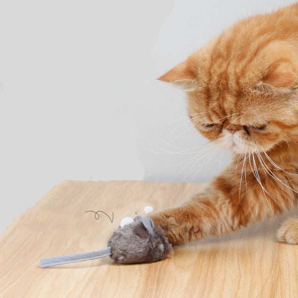 HKM-0294973 Interactive Sounding Mouse Toy with Imitated Rabbit Fur Material and Self-Sounding Feature
