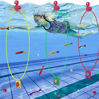 HKM-029523 Adjustable Swimming Pool Dive Training Rings - Underwater Swim Thru Hoop Toy 80cm