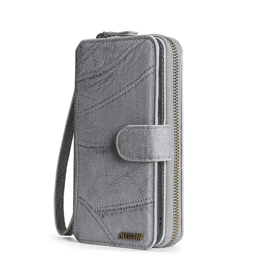 HKM-029523 Leather Wallet Case for Samsung Galaxy Phones, TPU+PC, Solid Color, Black, Gray, Wine Red